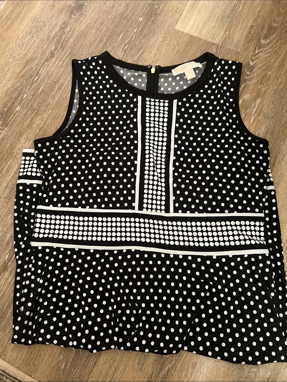 Michael Kors Black and White Polka Dot Sleeveless Top